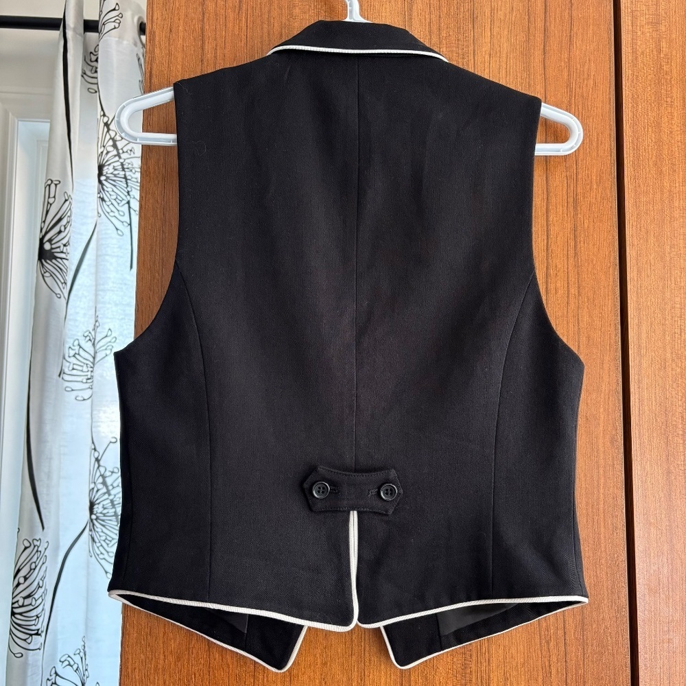 XXI Black Waistcoat Vest with Contrast White Piping Y2K Office Core Size M - Picture 2 of 6